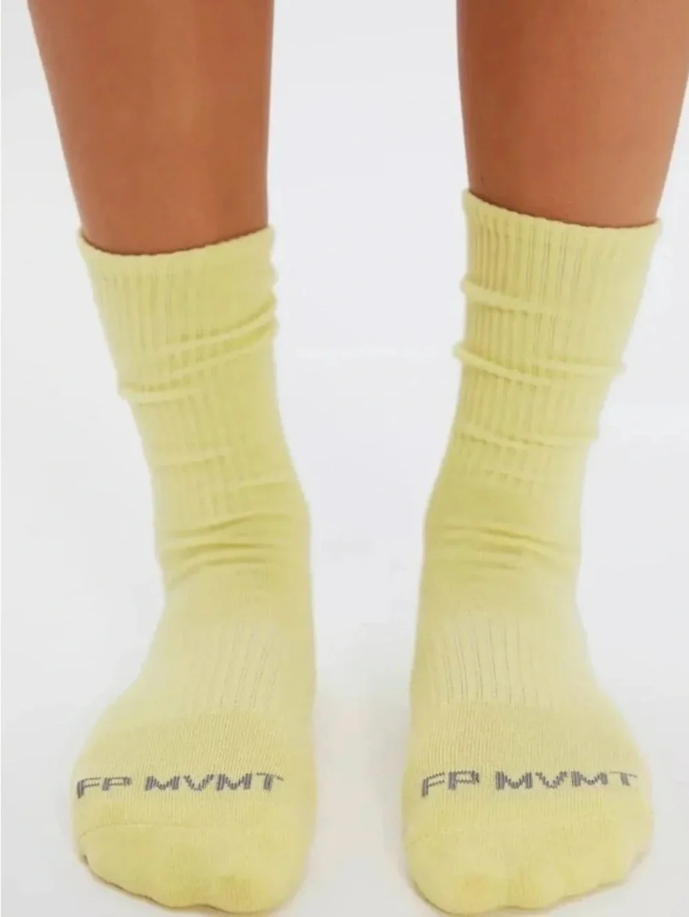 NWT FREE PEOPLE MOVEMENT Bringing Buti Back Tube Socks | Yellow/Grey MSRP $18